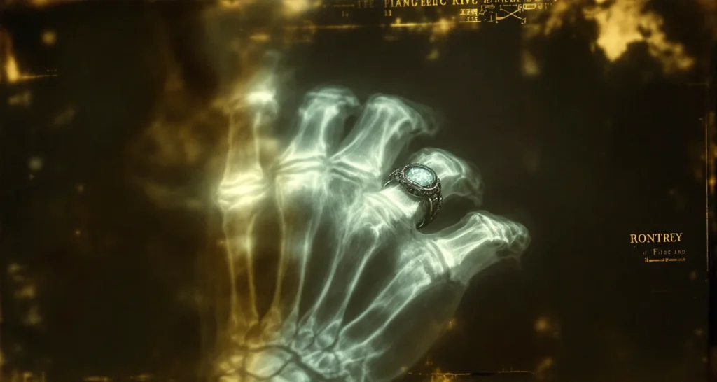primeira radiografia da história - a mão da esposa de Röntgen com o anel visível
